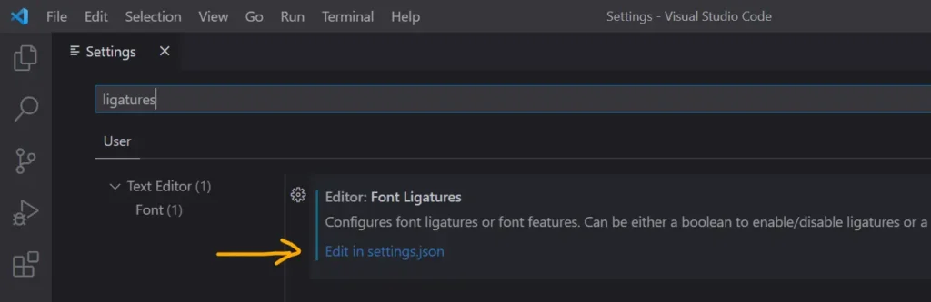 ligatures settings