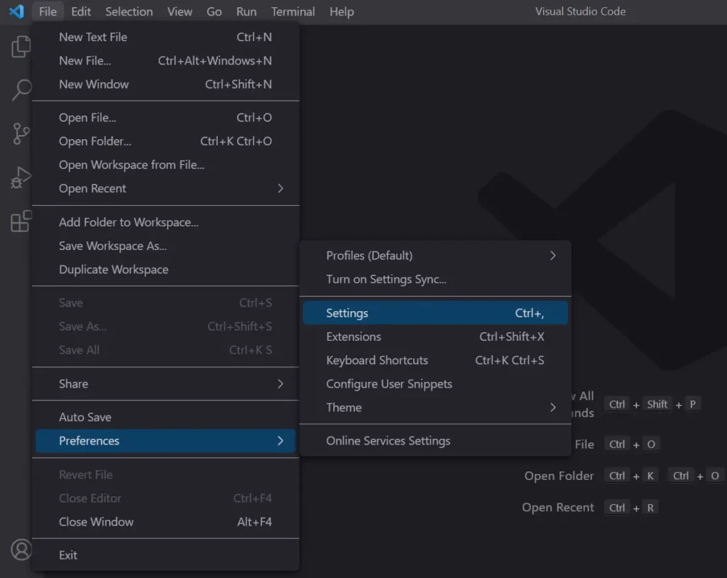 visual code studio settings 